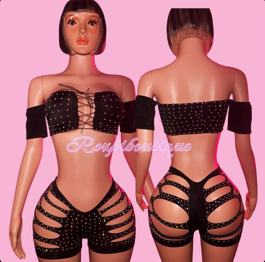 Set 2 piezas short  - Negro / brow